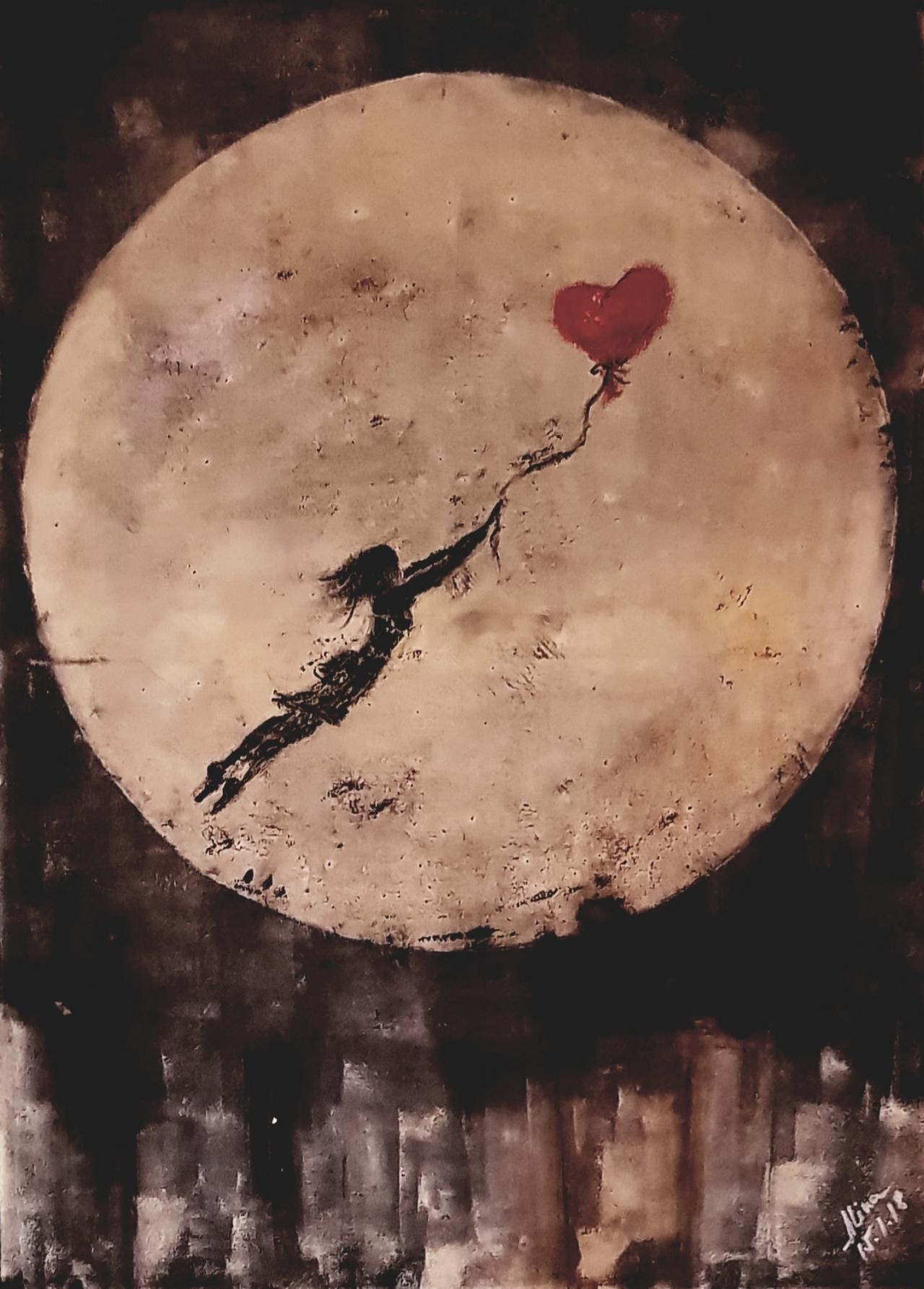 ArteDiAlina.com painting: Love makes us fly / L'amore ci fa volare